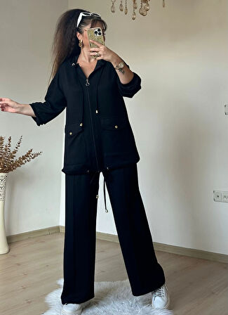 Fermuarlı Spor Takım Siyah