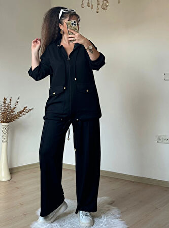 Fermuarlı Spor Takım Siyah