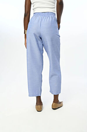 KADIN BELİ LASTİKLİ REGULAR DÜZ RENK PANTOLON