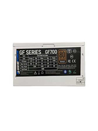 GAMEFORCE GF700 BEYAZ 700W 80+ Bronz Sertifikalı Güç Kaynağı