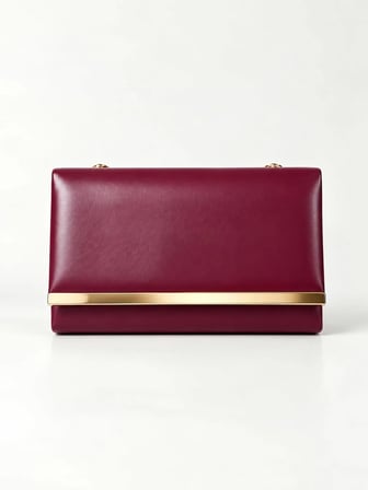 Bordo Şerit Detaylı Zincirli Omuz Çantası	