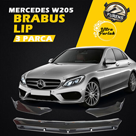 Mercedes W205 C Serisi 2015 Sonrası Uyumlu Brabus Ön Lip 3 Parça Kanatlı Lip