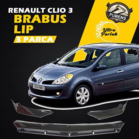 Renault Clio 3 2005-2009 Uyumlu Brabus Ön Lip 3 Parça Kanatlı Lip