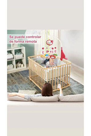 Pilli Işıklı Müzikli Projektörlü Kumandalı Sabitlemeli Dönence Çıngıraklı Dişlikli Bebek Yatıştırıcı