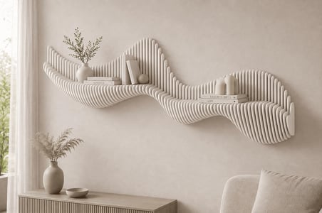 PRM345 Modern Parametrik Ahşap Duvar Rafı