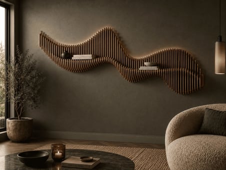 PRM345 Modern Parametrik Ahşap Duvar Rafı