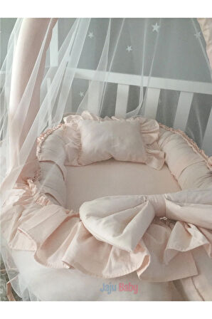 Nest Somon Cibinlik Ve Oyuncak Askılı Lüx Tasarım Fırfırlı Jaju-babynest Anne Yanı