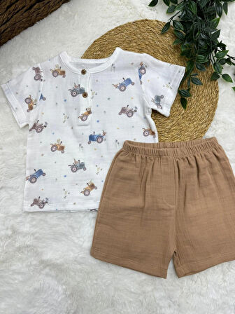 ERKEK BEBEK PAMUKLU MÜSLİN 2'Lİ TAKIM