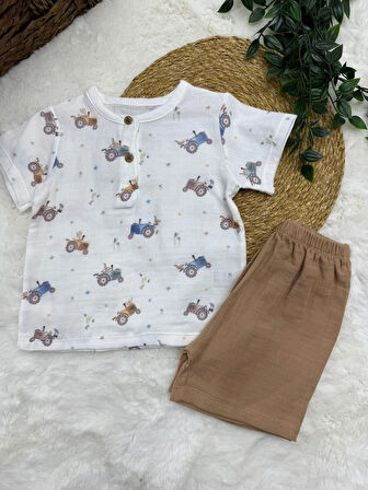 ERKEK BEBEK PAMUKLU MÜSLİN 2'Lİ TAKIM