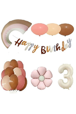 PEMBE PAPATYA FOLYOLU RETRO YAŞ BALON SET