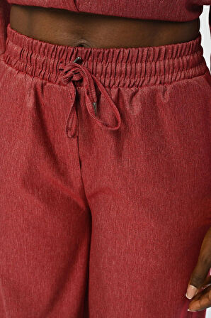 KADIN BELİ LASTİKLİ BOL PAÇA DÜZ RENK PANTOLON