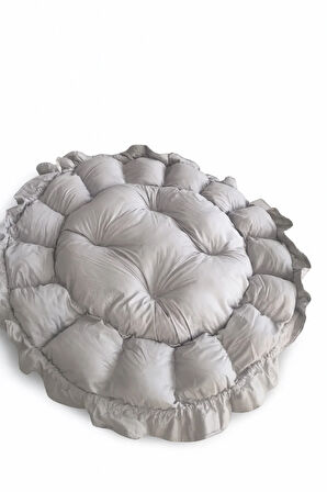 Gri Pike Kumaş Kombinli Tasarım Açılır-kapanır Oyun Minderi Jaju-babynest