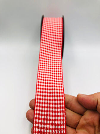 5 Metre Ekose kurdele Dama desen ( 4 cm genişlik ) Yılbaşı Kurdele, Süsleme Dekoratif Hediye Paketi