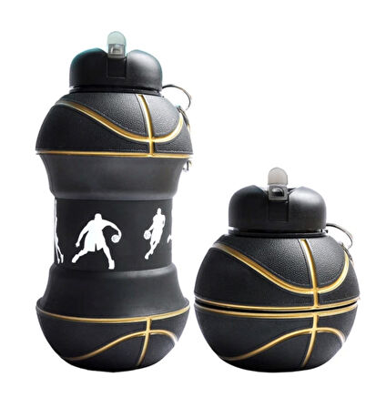 Basketbol Suluk Basket Topu Siyah-Gold BPA Free Katlanabilir Su Matarası