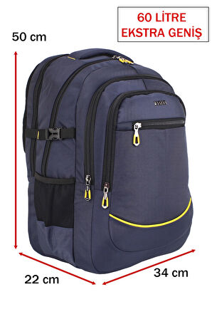 Dada Dağcı Seyahat Günlük Sırt Çantası 60 Litre 17,3 İnç Ortopedik Su Geçirmez Kumaş