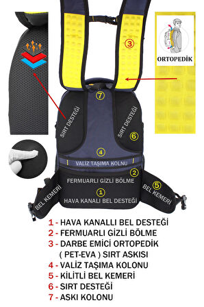 Dada Dağcı Seyahat Günlük Sırt Çantası 60 Litre 17,3 İnç Ortopedik Su Geçirmez Kumaş