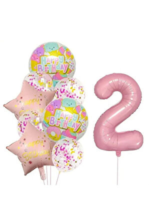 renkli happy bırthday baskılı folyo yaş balon set