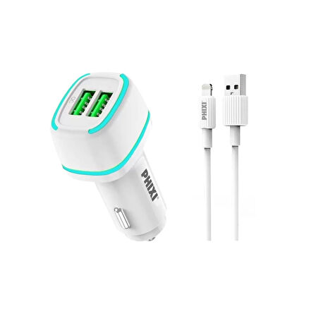 Force Qcc571l Çift Çıkışlı Fast Lightning Usb Kablolu Araç Şarj Cihazı