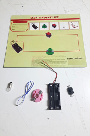 Okul Deney Seti - Elektrik Seti Ampul - Pil Yatağı - Duy -Düğme Seti