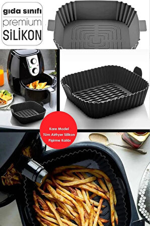 Silikon Air Fryer Kabı Kare Tüm Modellerle Uyumlu