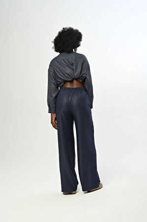 KADIN BELİ LASTİKLİ BOL PAÇA SİMLİ PANTOLON