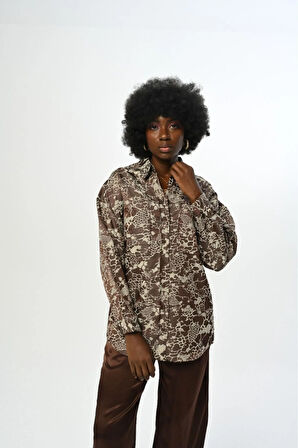 KADIN KARIŞIK DESENLİ ÇİFT CEPLİ GÖMLEK