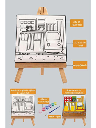 Şehirdeki Tranvay, Çocuk Eğitici Tuval Boyama Hobi Seti
