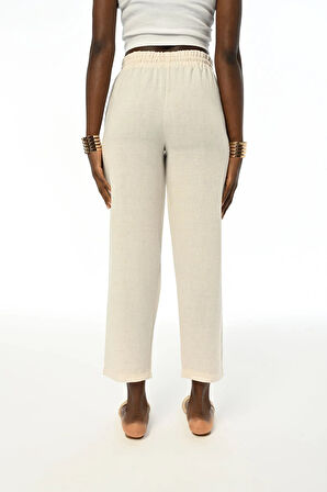 KADIN BELİ LASTİKLİ RAHAT KALIP DÜZ RENK PANTOLON