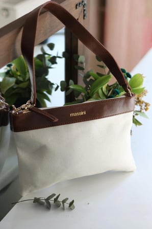 Kadın Krem Massini Keten Pouch El Çantası