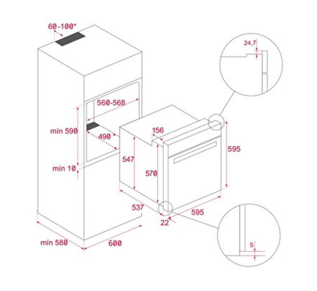 Teka Siyah İndüksiyonlu Set ( DLV 68660 BK Davlumbaz - IZS 66700 İndüksiyonlu Ocak- HLB 8400 BK Fırın)