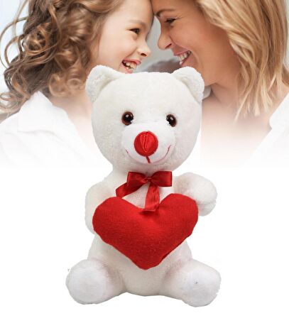 Sevdiklerinize Özel Kalp Tutan, Şirin Peluş Ayıcık - 30 cm 