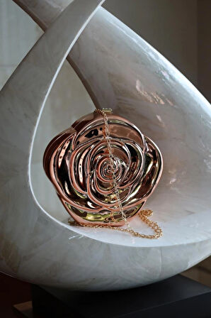 Rose Gold Gül Mika Zincirli El Omuz Çantası