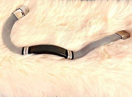 Tamamı Saf  1. Sınıf Çelik Hasır Hafif Kordonlu Bileklik 22 cm