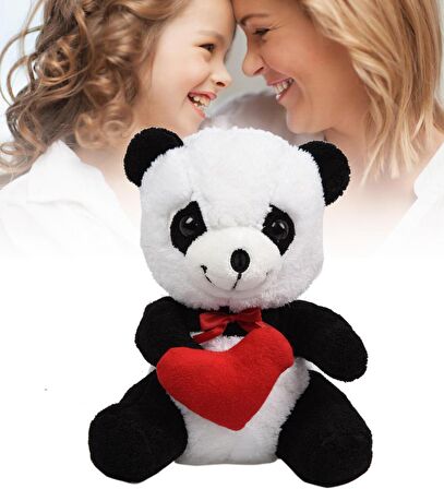 Elinde Kalp Tutan Sevimli Peluş Panda - 35 cm