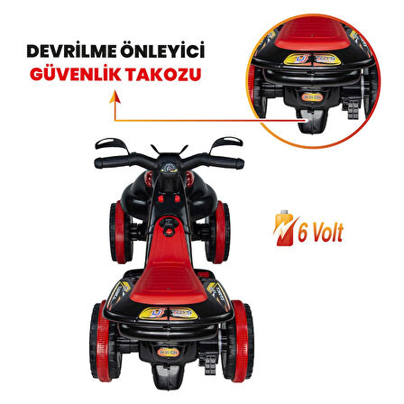 Uj Toys Müzikli ve Led Işıklı Akülü Atv 6V Karınca-Siyah