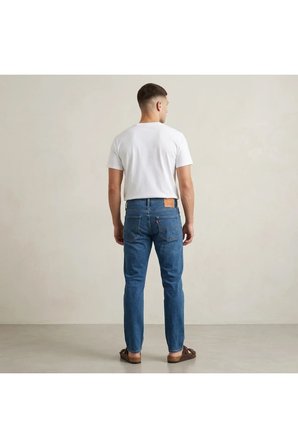 502 Taper likralı esnek kumaş erkek kot pantolon-0021 Mavi / 31/32