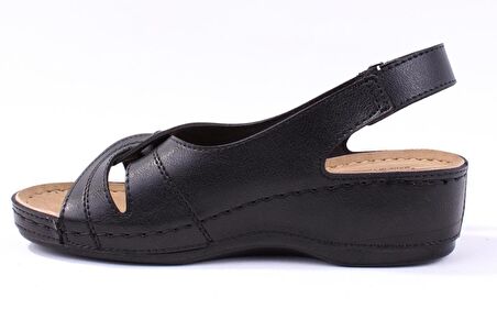 Dagoster DZA37-1817 Siyah Günlük Ortopedik  Kadın sandalet