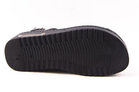 Dagoster DZA37-3014 Siyah Günlük Ortopedik Kadın Sandalet