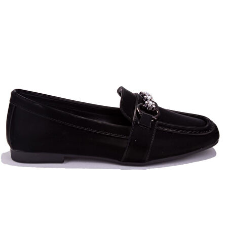 Dagoster DZA07-8692068 Siyah İpek Günlük Babet Kadın Ayakkabı