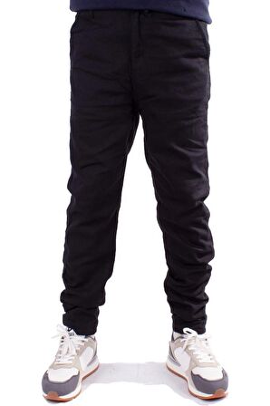 Twister Slim Jogger-011 Siyah Yüksek Bel Dar Paça Erkek Keten Pantolon