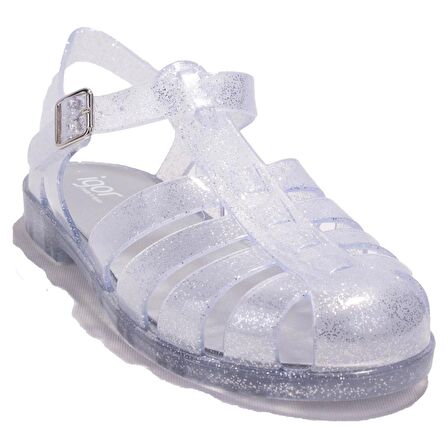 Igor S10262 Bıarrıtz Glitter Beyaz Ortopedik Günlük Kadın Sandalet