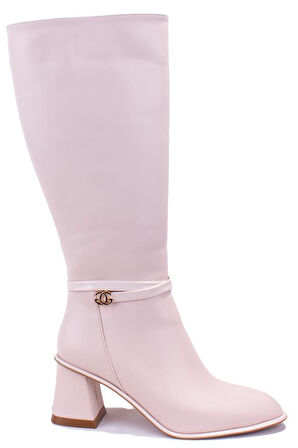 Dagoster DZA07-1032901 Bej  Klasik Topuklu  Kadın Çizme