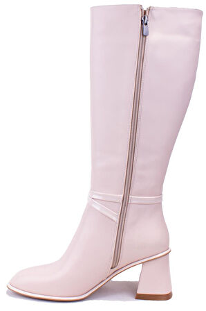 Dagoster DZA07-1032901 Bej  Klasik Topuklu  Kadın Çizme