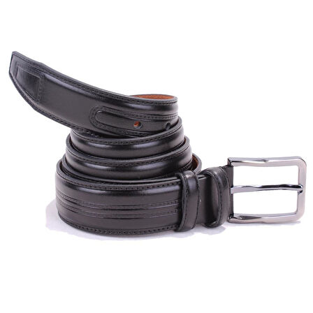 Dagoster DMK26-305DG Siyah 3,5 cm Hakiki Deri Erkek Kemer