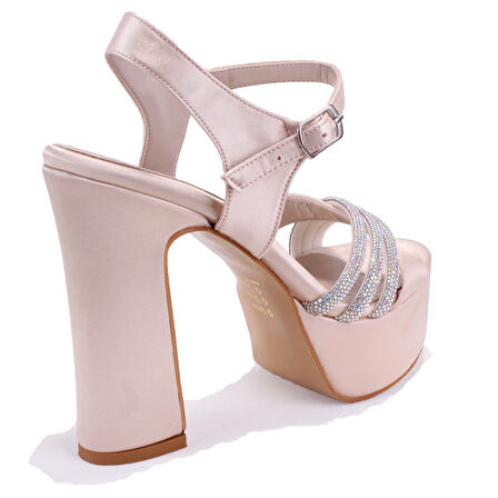 Dagoster DZA07-337351 Ten Saten Platform Topuklu  Kadın Ayakkabı