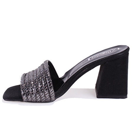 Dagoster DZA07-1284108 Siyah Topuklu Abiye Kadın Terlik