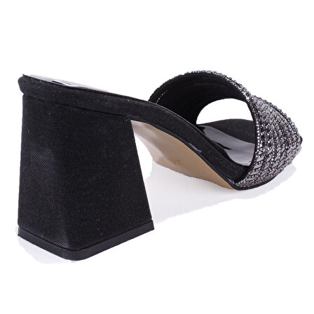 Dagoster DZA07-1284108 Siyah Topuklu Abiye Kadın Terlik