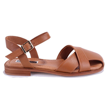 Dagoster DZA07-60216243 Taba Günlük Ortopedik Deri Spor Kadın sandalet