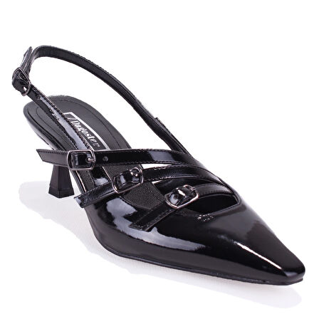 Dagoster DZA07-725491 Siyah Rugan Klasik Topuklu Kadın Ayakkabı