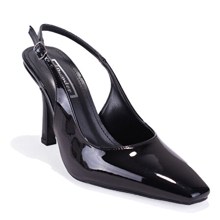 Dagoster DZA07-11363030 Siyah Rugan Klasik Topuklu Kadın Ayakkabı